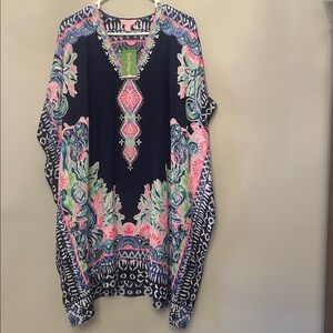 Lilly Pulitzer Navy Floral Tunic Dress - Pink & Green Print